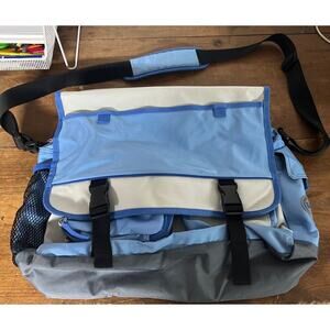 New Vintage Gap Men's Nylon Crossbody Shoulder Messenger Bag Blue White One Size